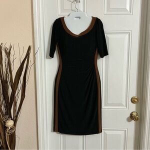 Chaps Black Dress with Brown Accents